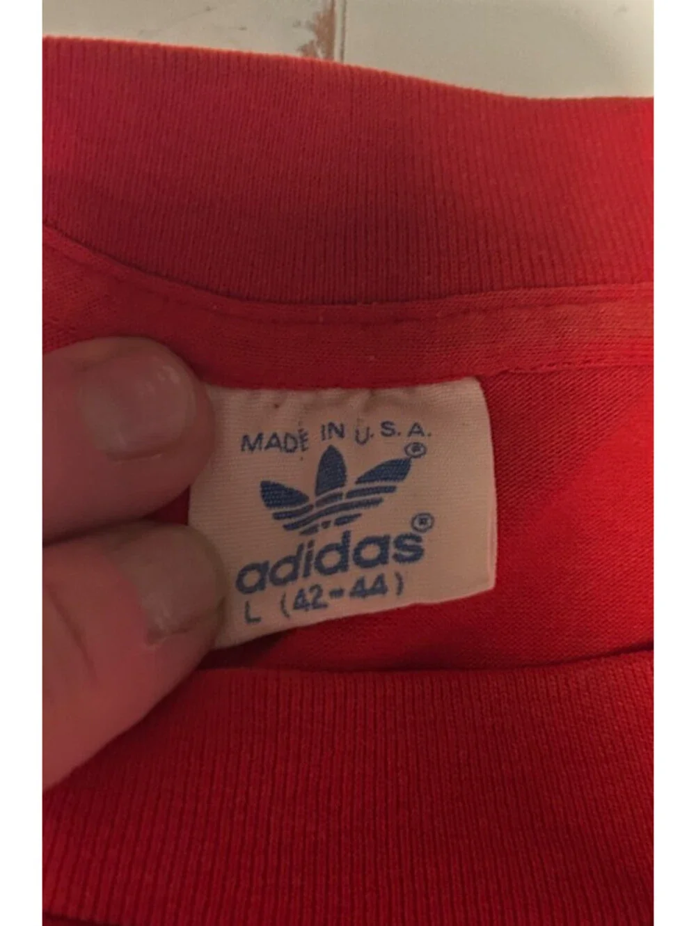 Vintage Men's Red Adidas 80/90’s Graphic T-Shirt Sz-L Made In USA Single Stitch